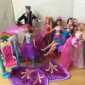 Princess Barbie Dolls and Unicorn
